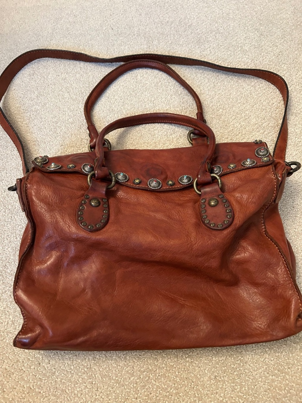 Campomaggi cognac brown leather bag